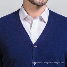 Frühling Herren V-Ausschnitt T Shirt Kragen Business Style handgemachte Pullover mit Knopf